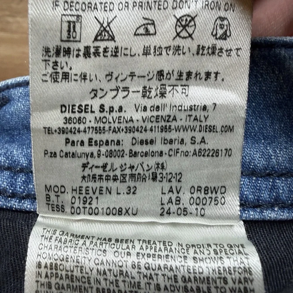 Diesel Heeven Jeans Men‎ 32x32 Blue Straight Leg Stretch Made in Italy Y2K 0R8WD